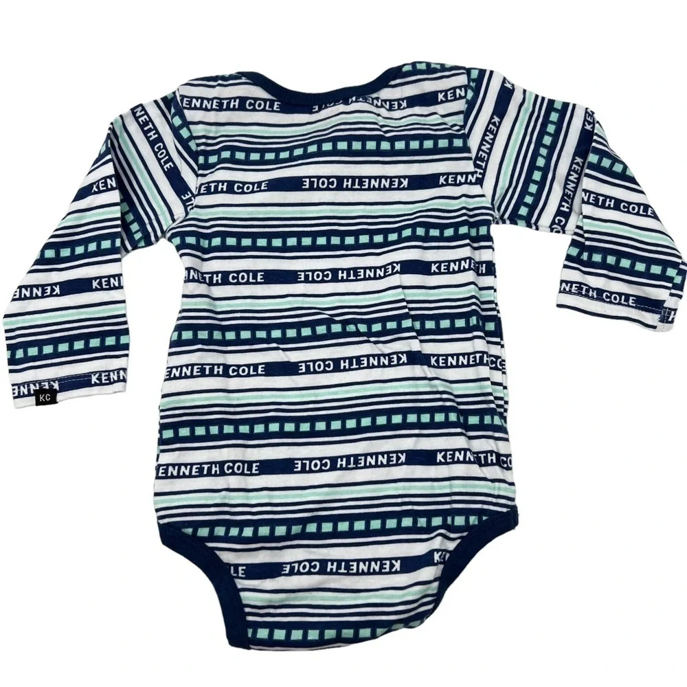 Kenneth Cole Baby Striped Blue White Long Sleeve Bodysuit
